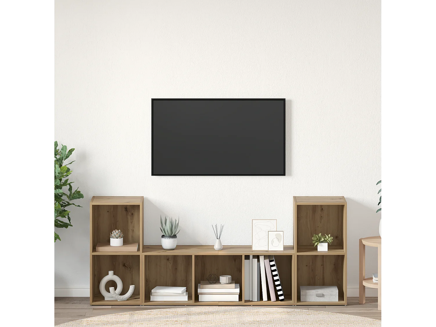 TV-kast | Tv-meubel | Tv-Bank set 3 pcs Bruin 107 x 35 x 37 cm Bewerkt hout