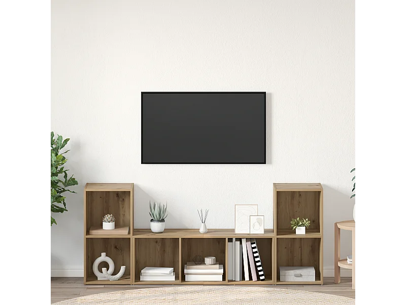 TV-kast | Tv-meubel | Tv-Bank set 3 pcs Bruin 107 x 35 x 37 cm Bewerkt hout