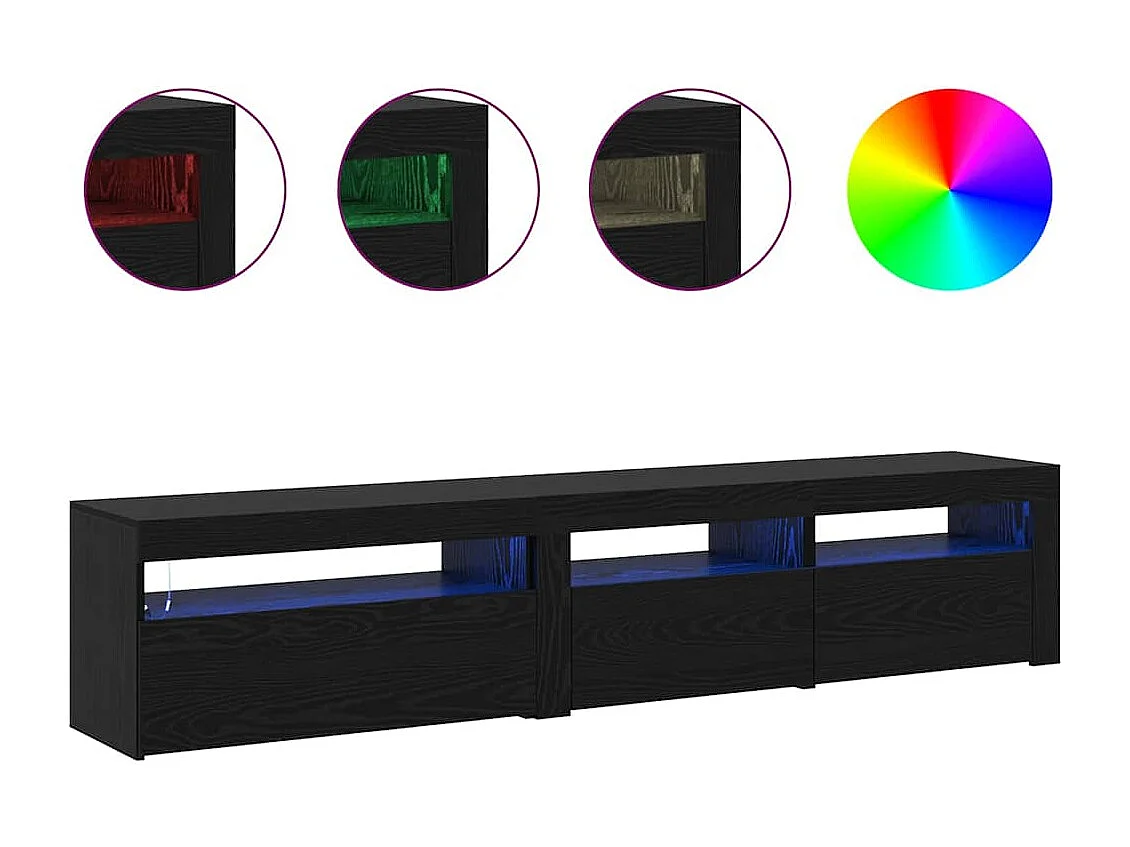 Tv-meubels | Tv-Banken | TV-kasten 2 st met LED bewerkt hout zwart eikenkleurig