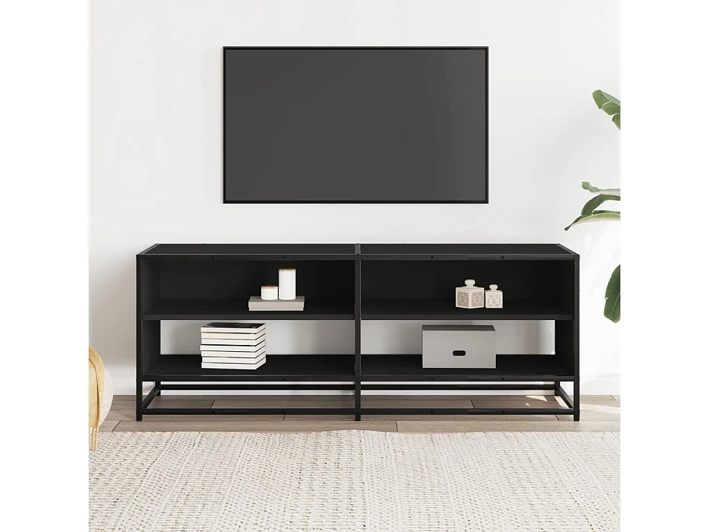 Mueble de TV | Mueble de salón madera de ingeniería y metal negro 120,5x40x46 cm