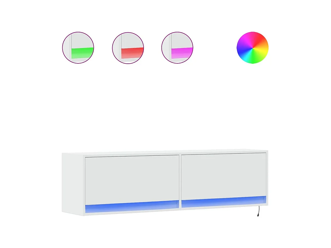 Mueble de TV | Mueble de salón de pared con luces LED blanco 140x31x38 cm