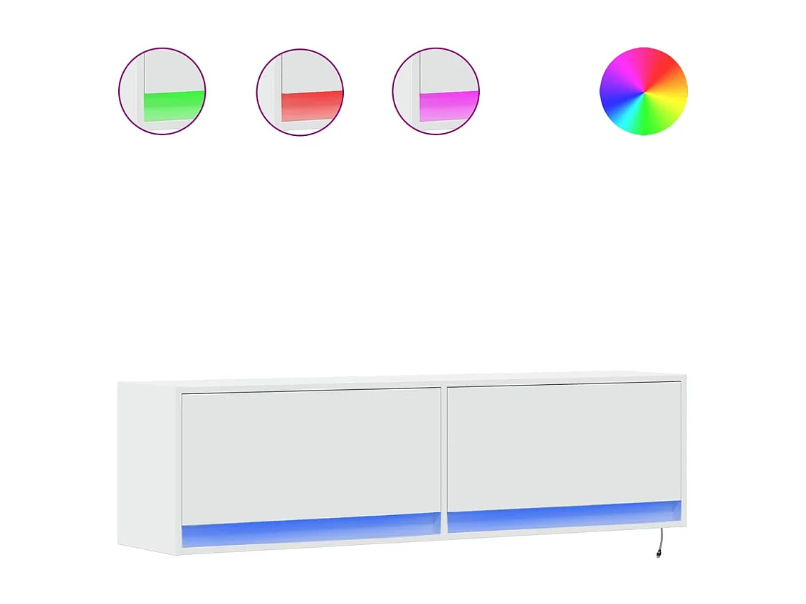 Tv-wandmeubel | TV-kast | Tv-Bank met LED-verlichting 140x31x38 cm wit