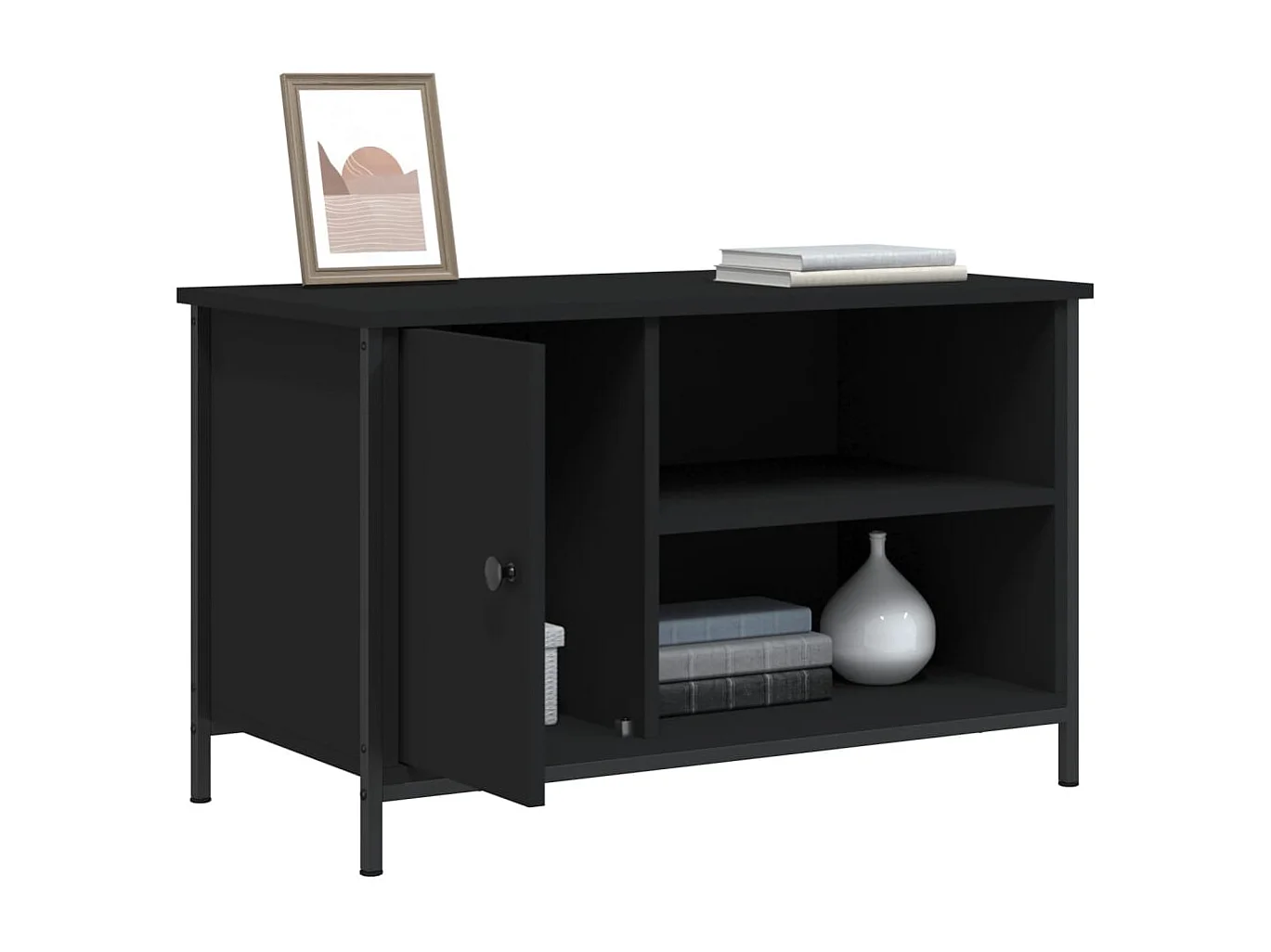 Mueble para TV  | Gabinete de TV |  Mueble de salón madera contrachapada negro 80x40x50 cm