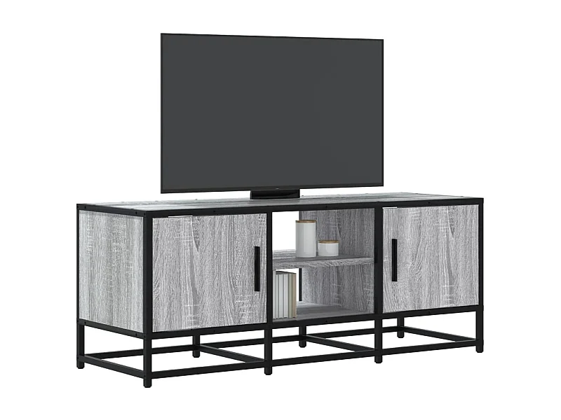 Tv-meubel | Tv-Bank | TV-kast100x35x41 cm bewerkt hout metaal grijs sonoma eiken