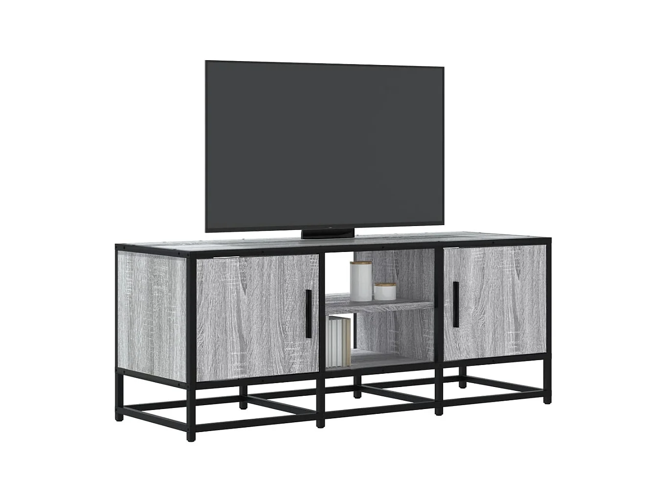 Tv-meubel | Tv-Bank | TV-kast100x35x41 cm bewerkt hout metaal grijs sonoma eiken