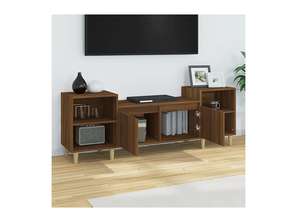Mueble para TV  | Gabinete de TV |  Mueble de salón madera contrachapada marrón roble 160x35x55 cm