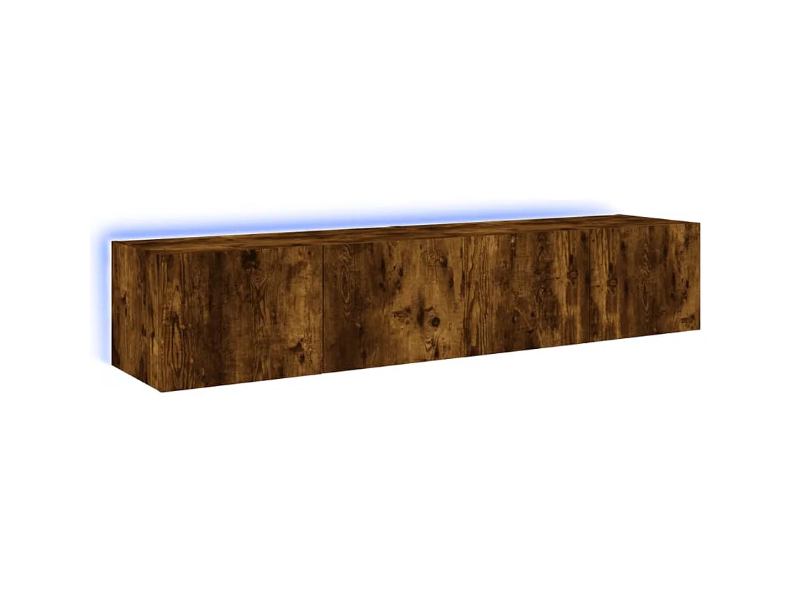 Muebles TV | Gabinetes de TV | Muebles de salón de pared luces LED 2 uds roble ahumado 80x35x31 cm