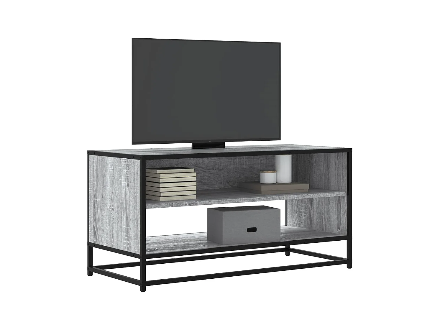 Tv-meubel | Tv-Bank | TV-kast91x40x46 cm bewerkt hout metaal grijs sonoma eiken