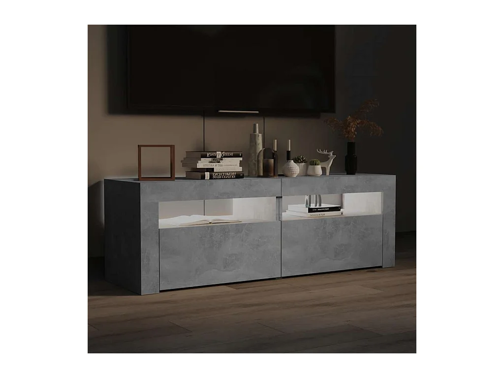 Mueble de TV | Mueble de salón con luces LED gris hormigón 120x35x40 cm
