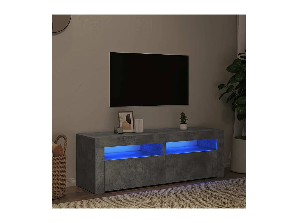 Meuble TV | Banc TV | Armoire TV avec lumières LED gris béton 120x35x40 cm