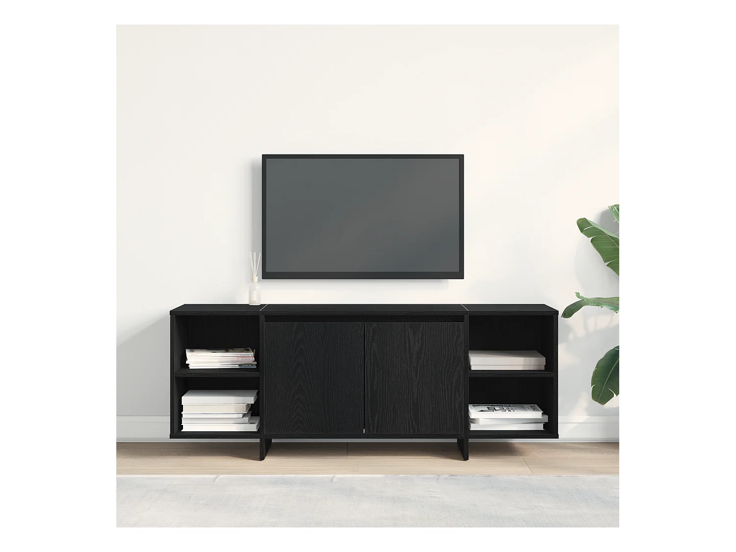 Meuble TV | Banc TV | Armoire TV - Chêne noir - 120x30x40,5 cm - Fabriqué en bois d'ingénierie