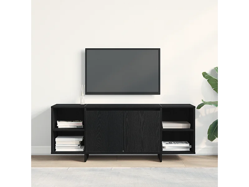 Tv-meubel | Tv-Bank | TV-kast- Zwart Eiken - 120x30x40.5 cm - Gemaakt van Geengineerd Hout