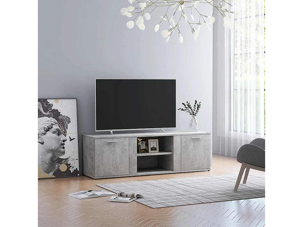 Meuble TV | Banc TV | Armoire TV Gris béton 120x34x37 cm Bois d’ingénierie