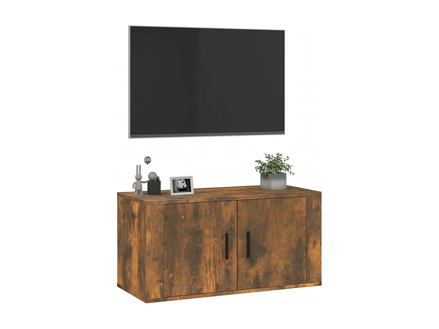 Mueble para TV  | Gabinete de TV |  Mueble de salón de pared roble ahumado 80x34,5x40 cm