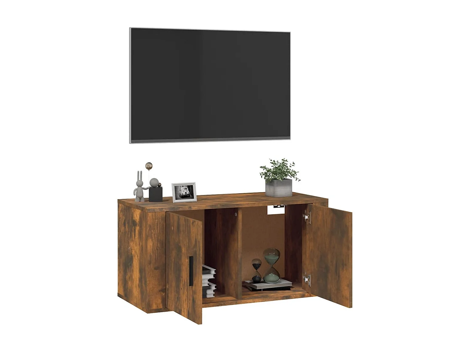 Meuble TV | Banc TV | Armoire TV mural Chêne fumé 80x34,5x40 cm