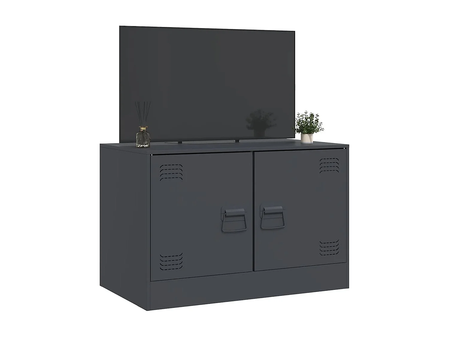 Meuble TV | Banc TV | Armoire TV anthracite 67x39x44 cm acier