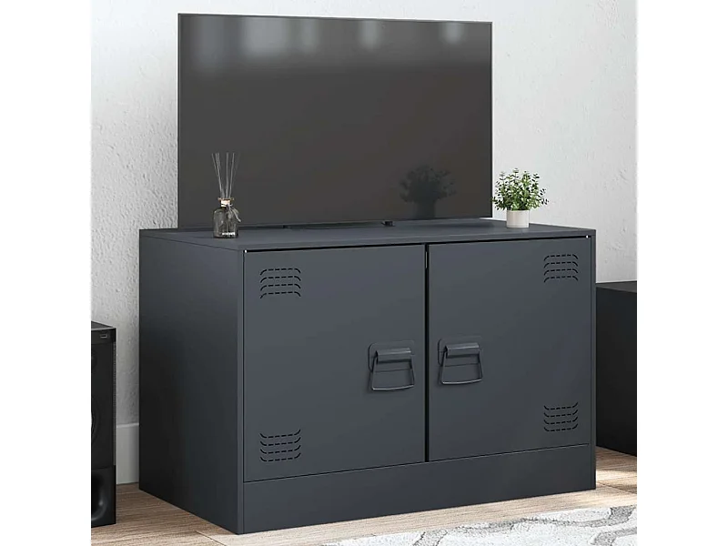 Meuble TV | Banc TV | Armoire TV anthracite 67x39x44 cm acier