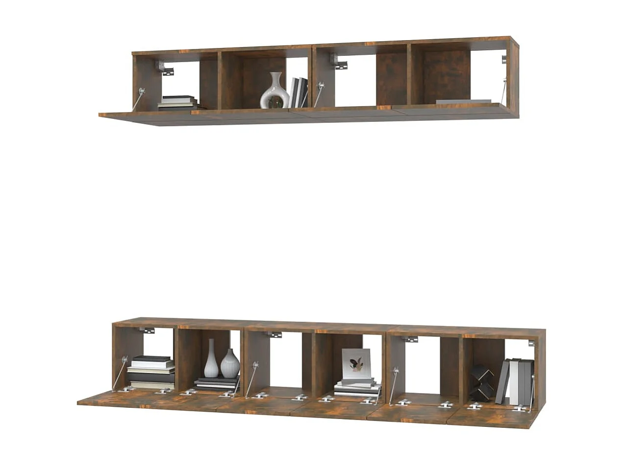 Set de muebles de TV | Gabinetes de TV |  Muebles de salón 5 pzas madera contrachapada roble ahumado