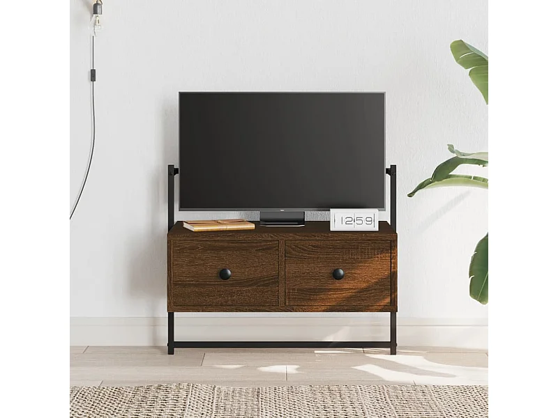 Mueble TV | Gabinete de TV | Mueble de salón de pared madera ingeniería marrón roble 60,5x30x51 cm