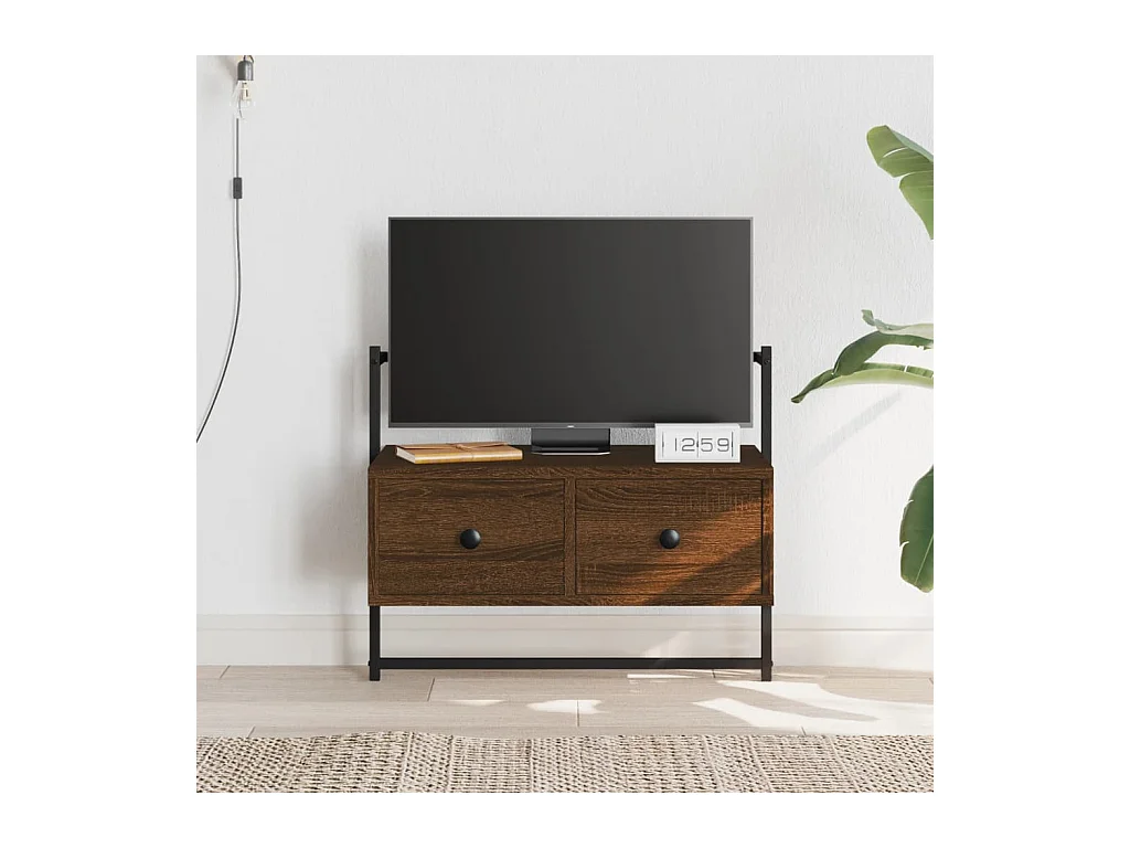 Mueble TV | Gabinete de TV | Mueble de salón de pared madera ingeniería marrón roble 60,5x30x51 cm