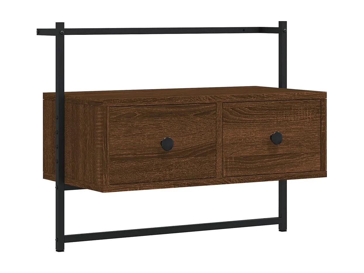 Mueble TV | Gabinete de TV | Mueble de salón de pared madera ingeniería marrón roble 60,5x30x51 cm