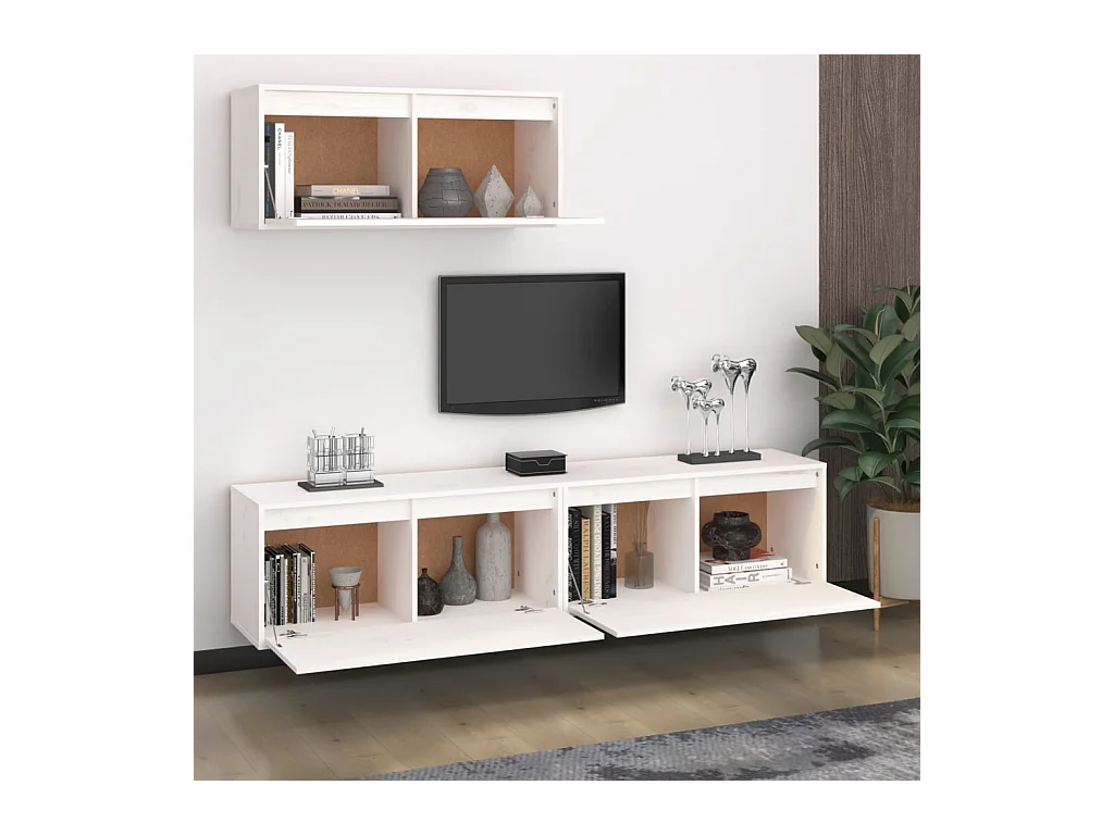 muebles para TV  | Gabinetes de TV |  Muebles de salón 3 piezas madera maciza de pino blanco