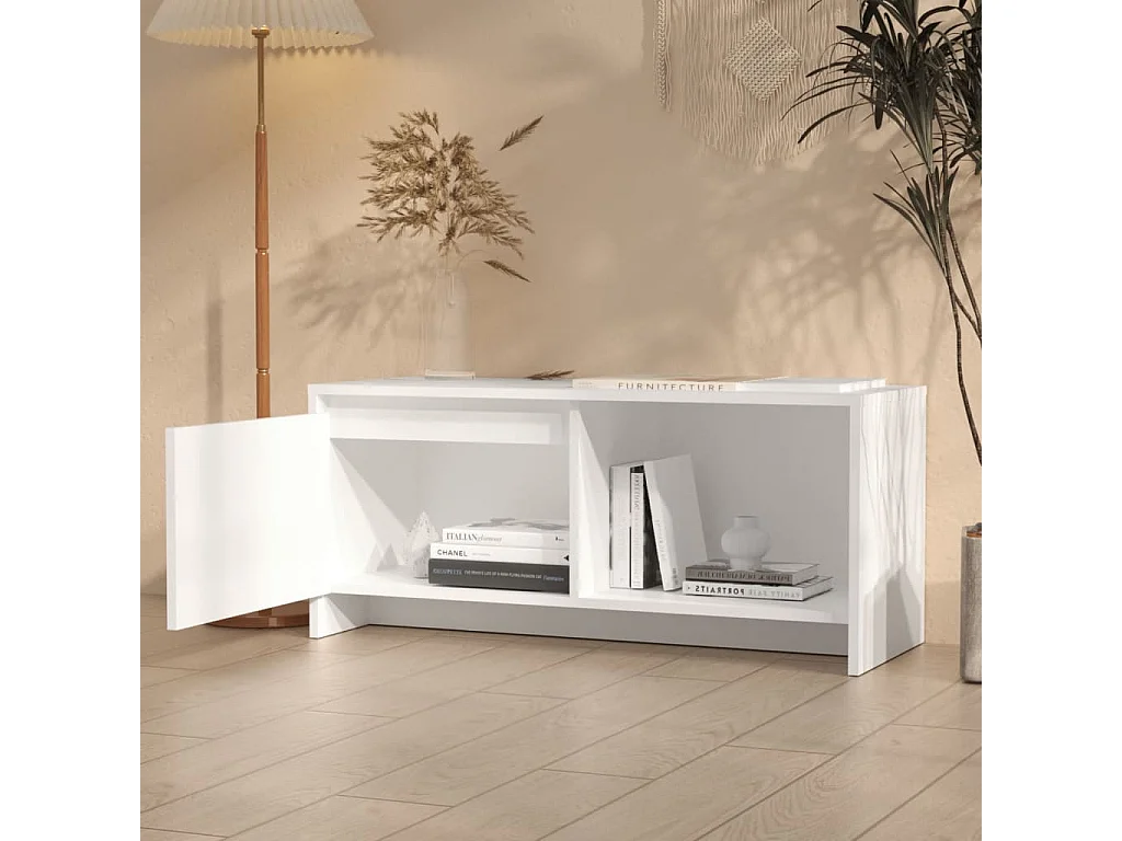 Mueble para TV  | Gabinete de TV |  Mueble de salón de madera contrachapada blanco 90x35x40 cm