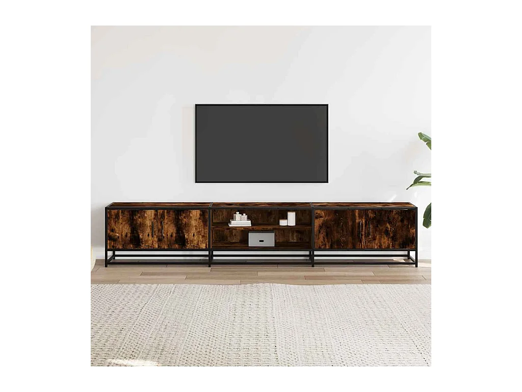 Mueble para TV  | Gabinete de TV |  Mueble de salón madera de ingeniería roble ahumado 210x35x41 cm