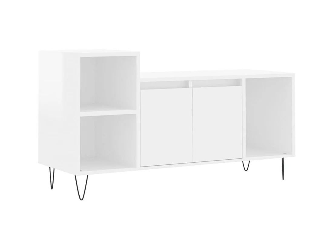Mueble de TV | Mueble de salón madera contrachapada blanco brillo 100x35x55 cm