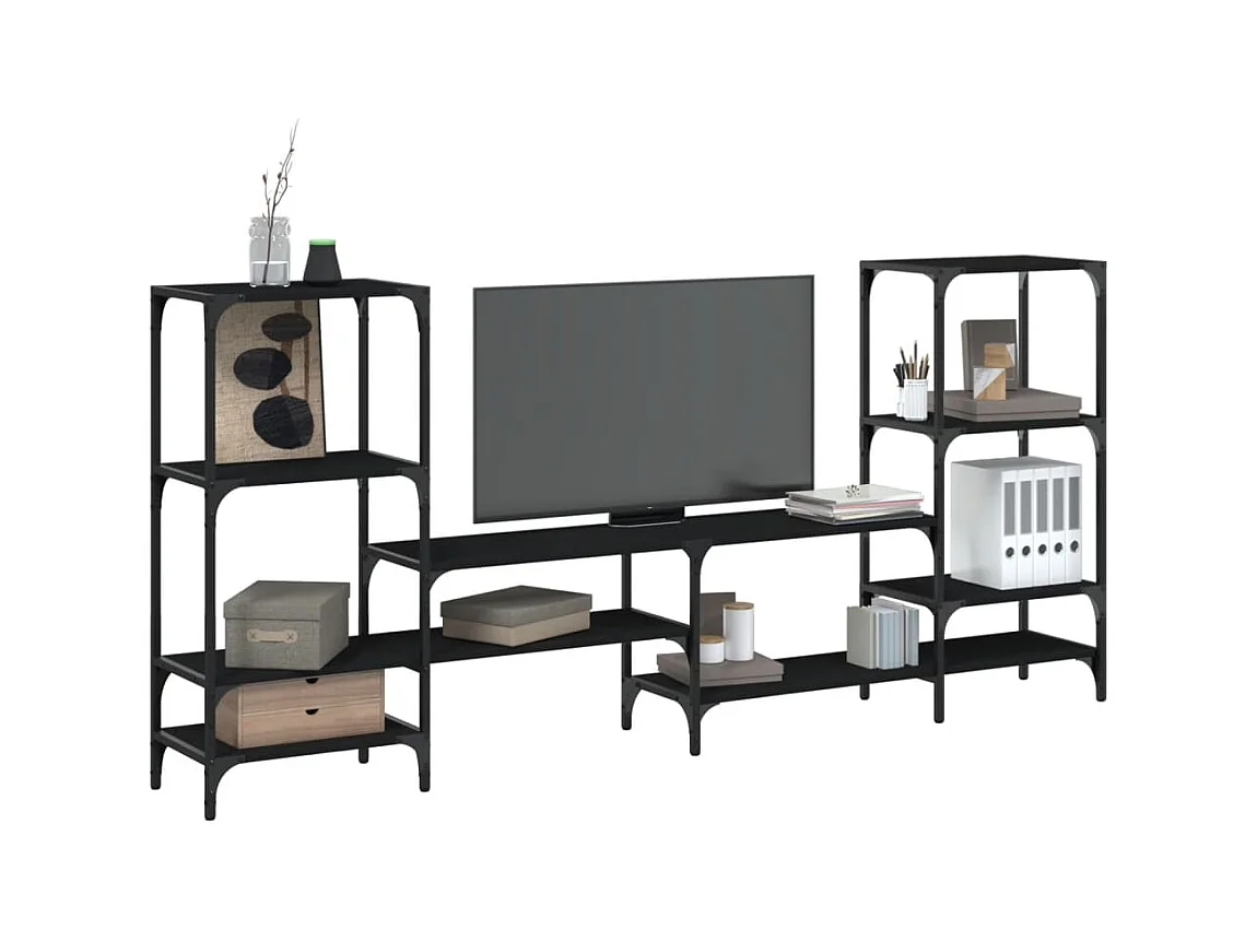 Mueble para TV  | Gabinete de TV |  Mueble de salón madera de ingeniería negro 206,5x28,5x95 cm