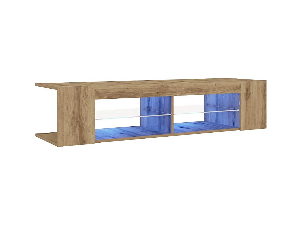 Tv-meubel | Tv-Bank | TV-kastmet LED 135x39x30 cm bewerkt hout artisanaal eiken