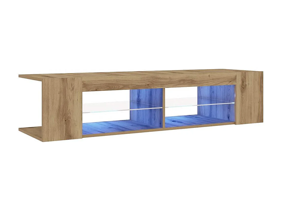 Tv-meubel | Tv-Bank | TV-kastmet LED 135x39x30 cm bewerkt hout artisanaal eiken