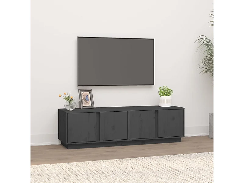 Mueble de TV | Mueble de salón madera maciza de pino gris 140x40x40 cm