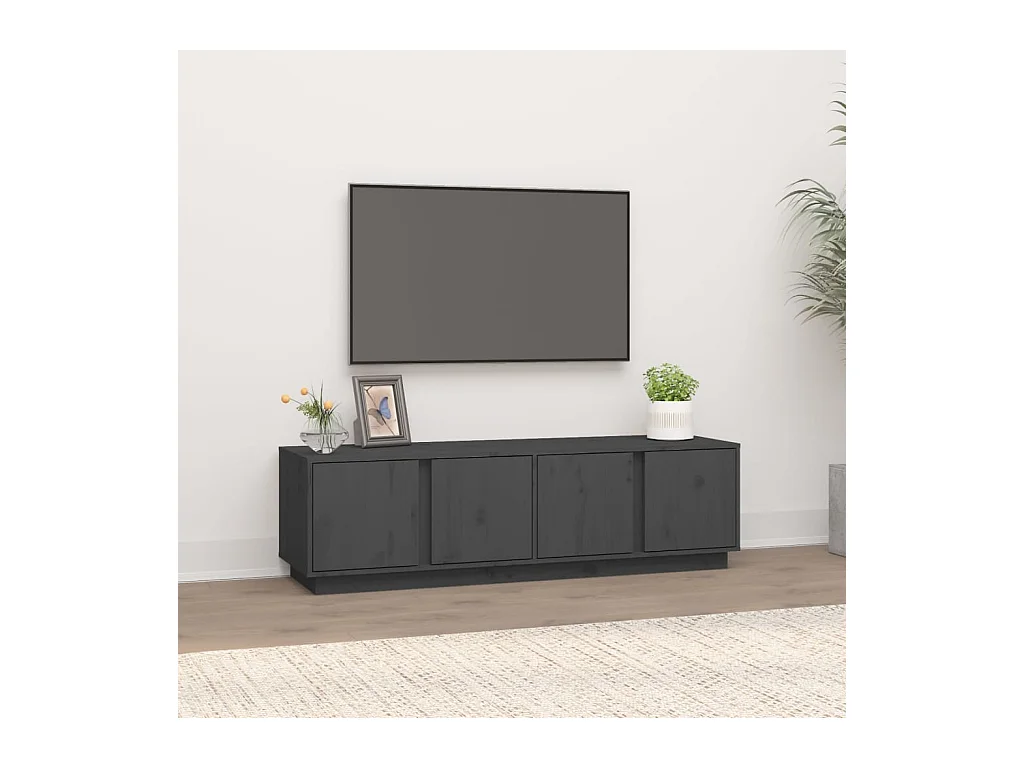 Mueble de TV | Mueble de salón madera maciza de pino gris 140x40x40 cm