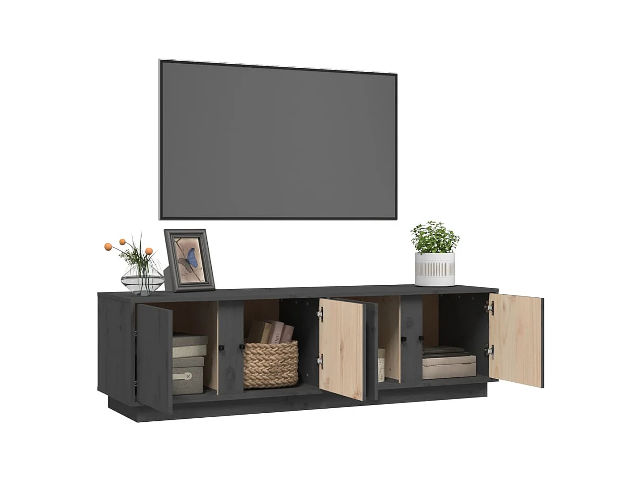 Mueble de TV | Mueble de salón madera maciza de pino gris 140x40x40 cm