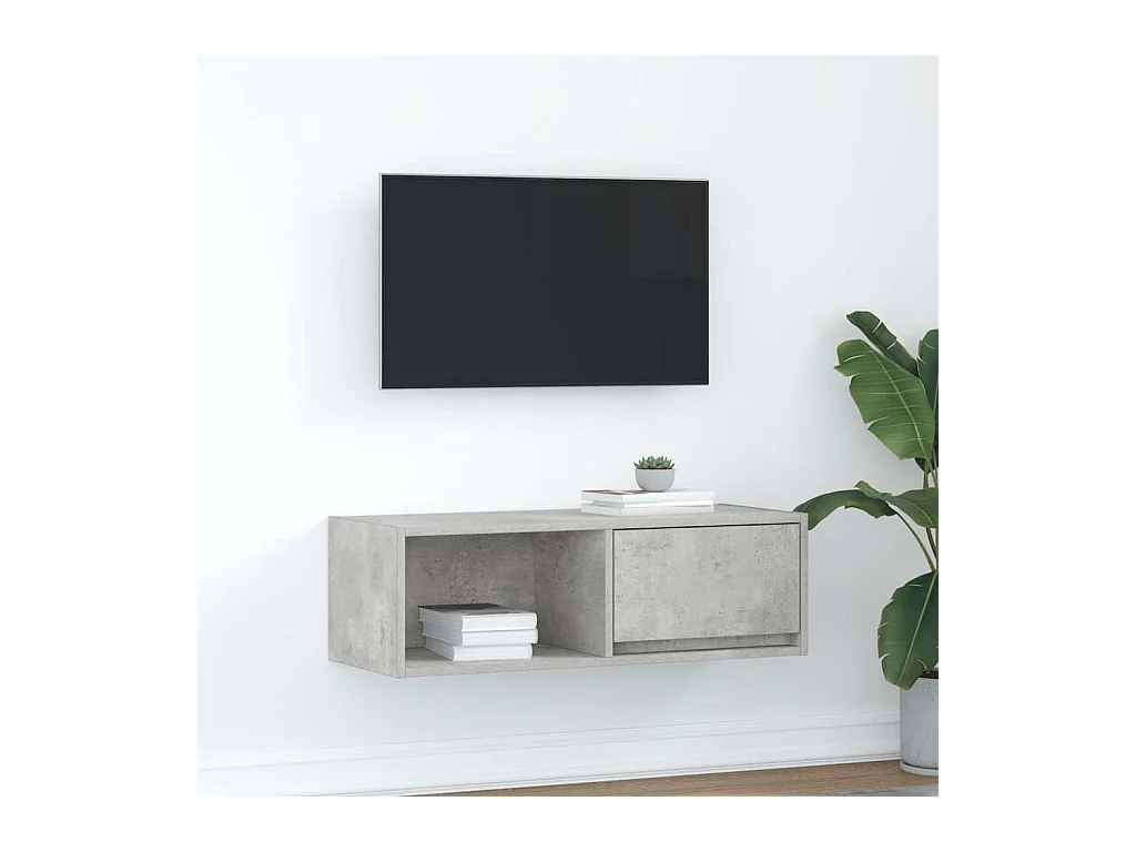 Tv-meubel | Tv-Bank | TV-kast80x31x25,5 cm bewerkt hout betongrijs