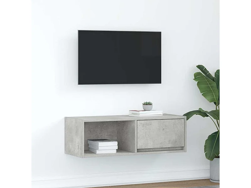 Meuble TV | Banc TV | Armoire TV gris béton 80x31x25,5 cm bois d'ingénierie