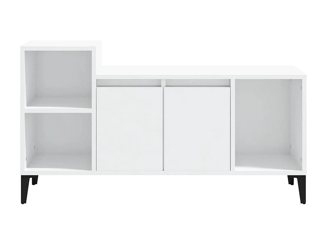 Mueble de TV | Mueble de salón madera contrachapada blanco brillo 100x35x55 cm