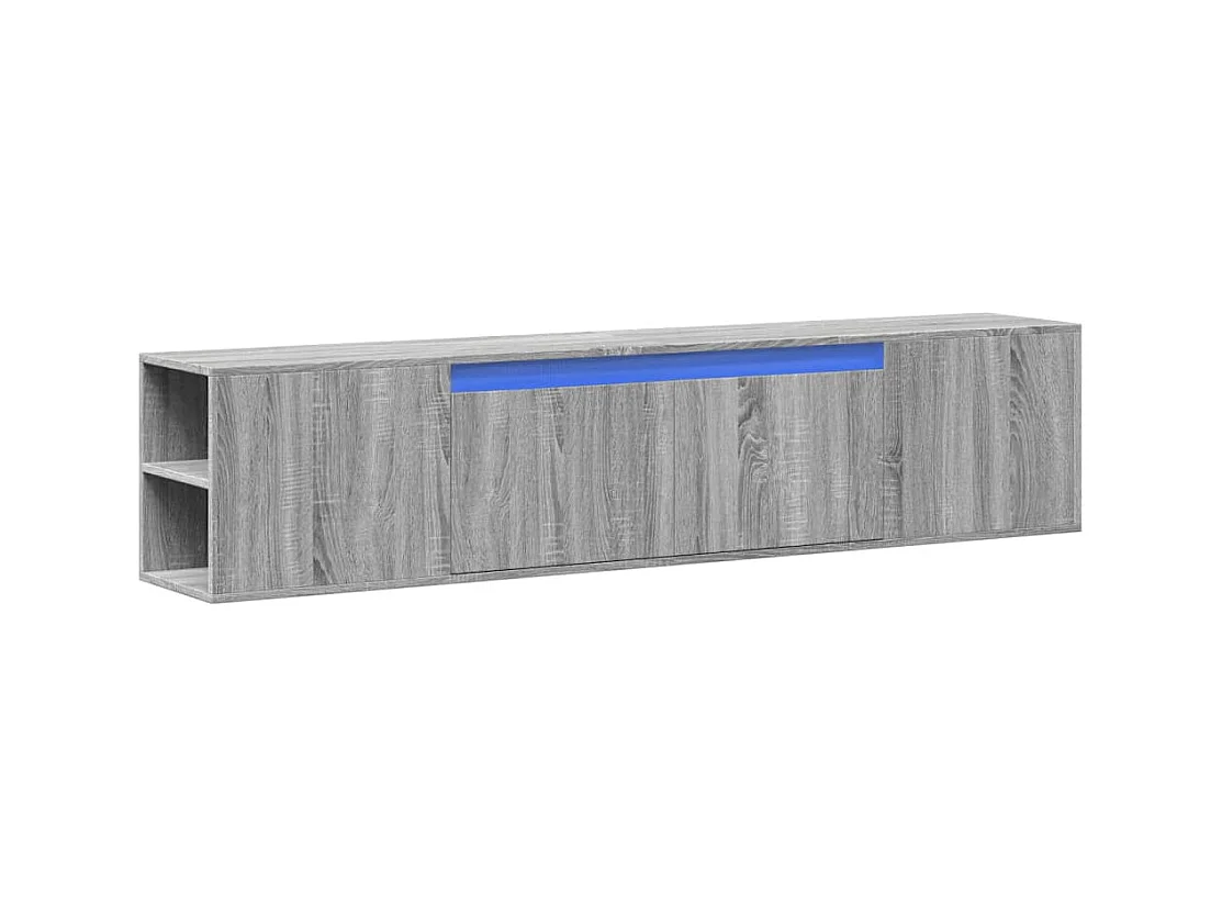 Mueble de TV | Mueble de salón de pared con luz LED gris Sonoma 180x31x39,5 cm