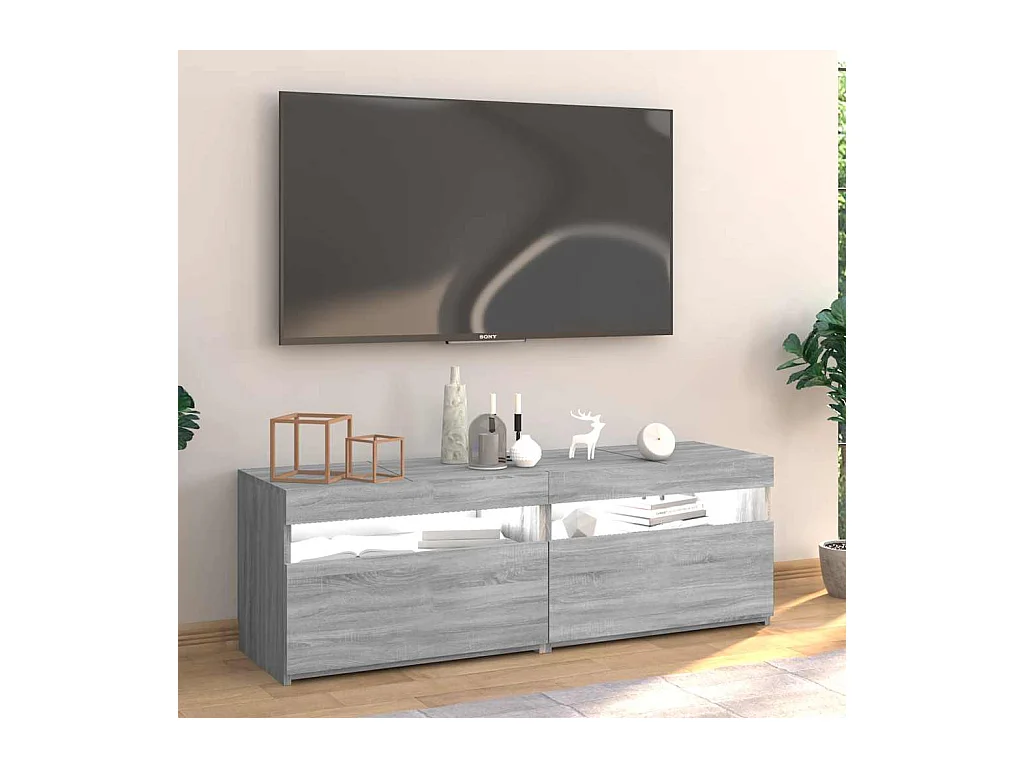 Mueble de TV | Mueble de salón con luces LED gris Sonoma 120x35x40 cm