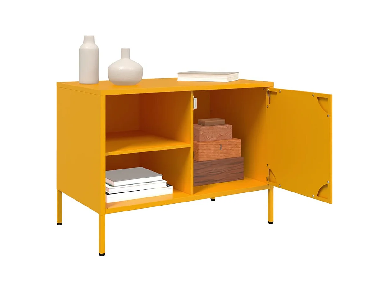 muebles para TV  | Gabinetes de TV |  Muebles de salón 2 piezas acero amarillo mostaza 68x39x50,5 cm