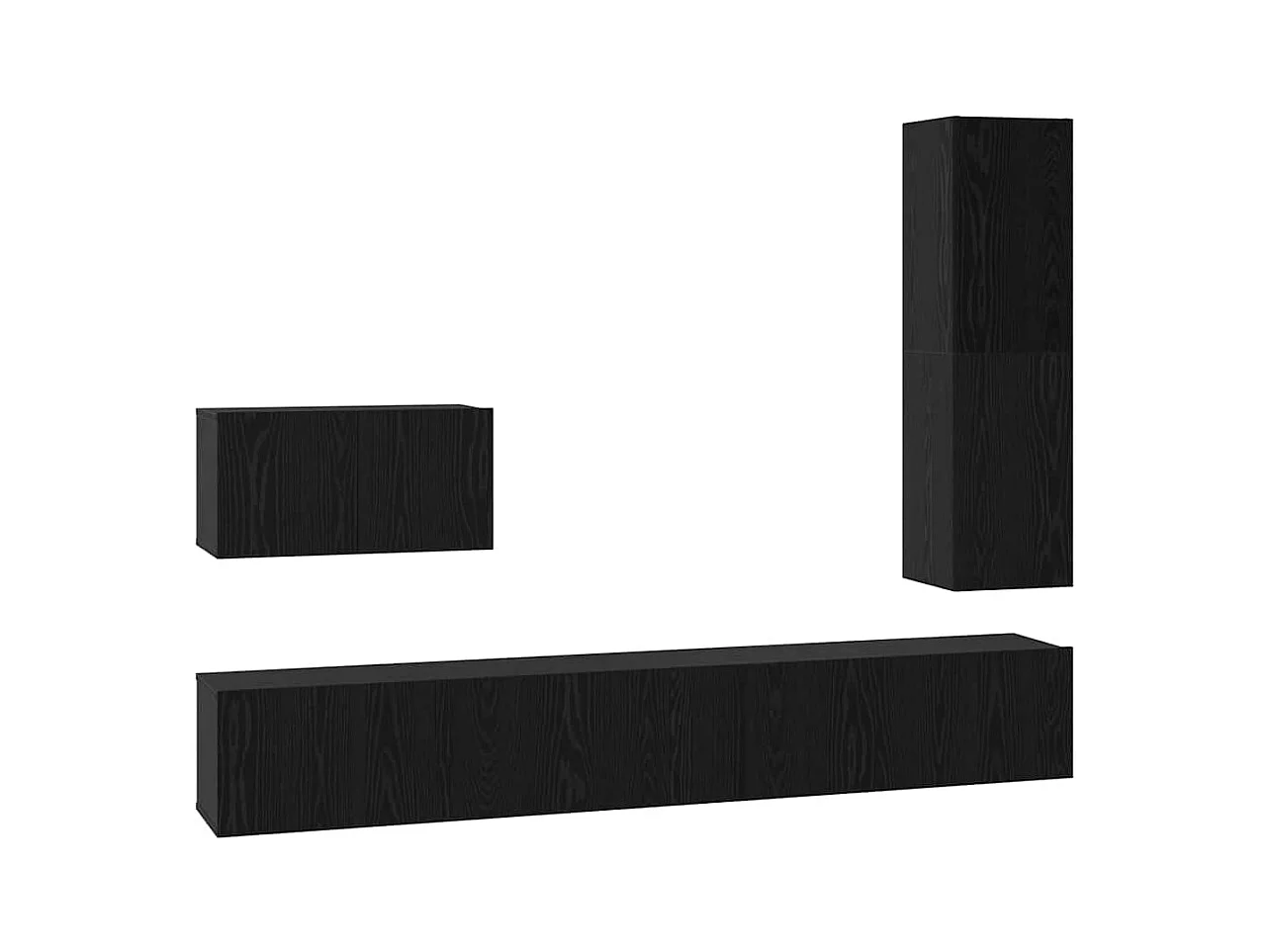 Tv-meubelset | Tv-Bank | TV-kast 4 pcs Zwart eiken 30.5 x 30 x 110 cm Bewerkt hout