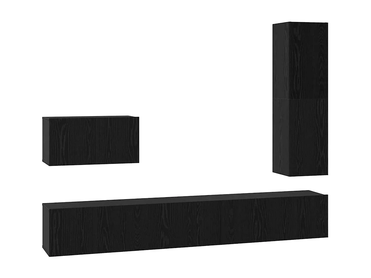 Conjunto de Mueble de TV | Mueble de salón 4 pcs Roble negro 200 x 30 x 30 cm