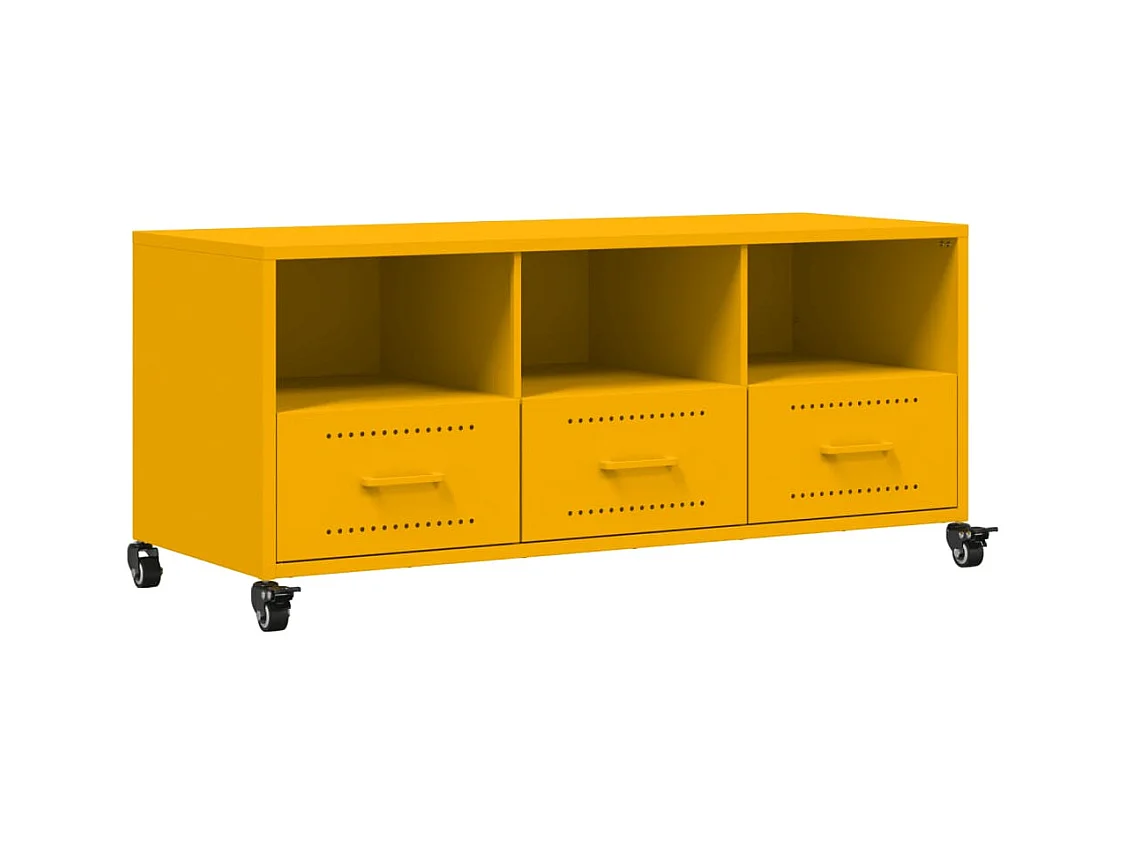 Mueble para TV  | Gabinete de TV |  Mueble de salón acero laminado en frío amarillo 100,5x39x43,5 cm