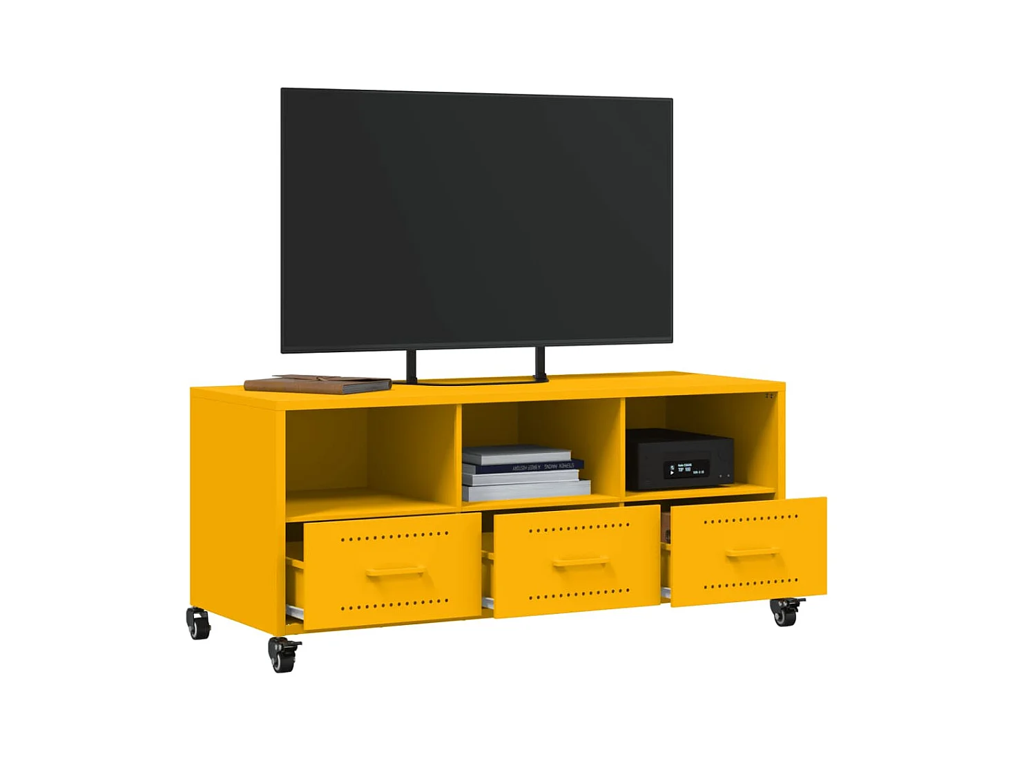 Mueble para TV  | Gabinete de TV |  Mueble de salón acero laminado en frío amarillo 100,5x39x43,5 cm