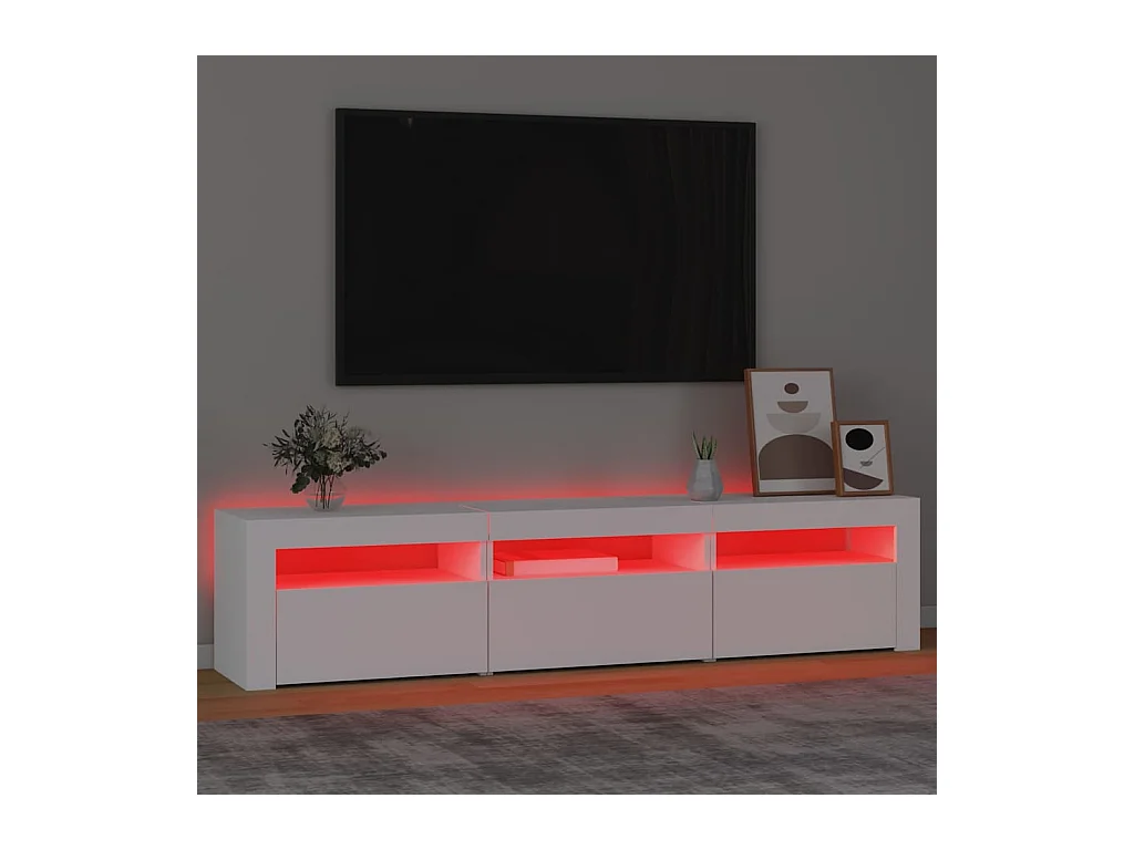Mueble de TV | Mueble de salón con luces LED blanco 180x35x40 cm