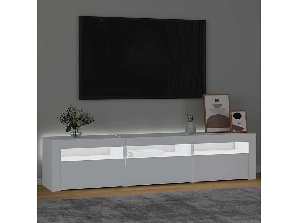 Mueble de TV | Mueble de salón con luces LED blanco 180x35x40 cm
