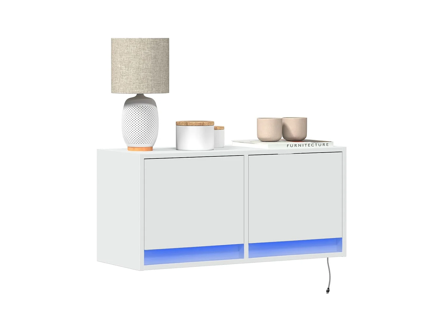 Mueble de TV | Mueble de salón de pared con luces LED blanco 80x31x35 cm