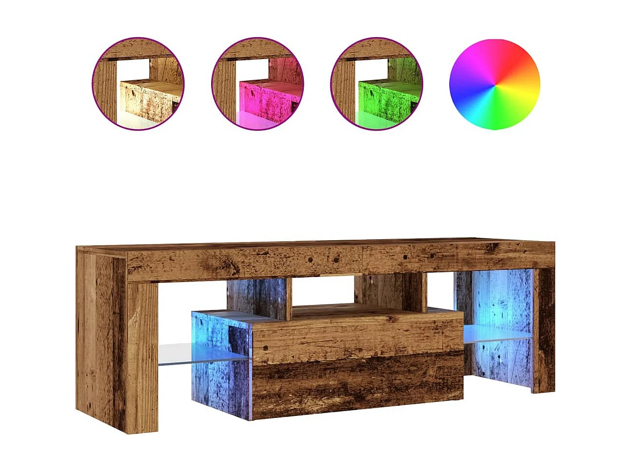 Tv-meubel | Tv-Bank | TV-kastmet LED 120x36,5x40 cm bewerkt hout oud hout