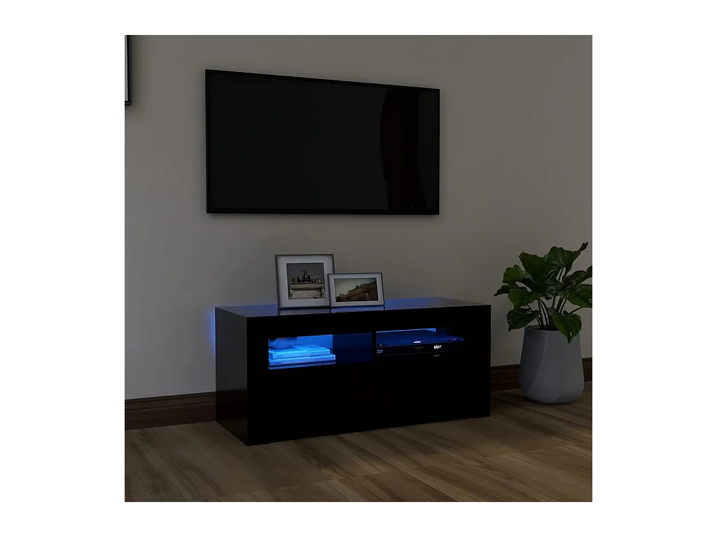 Meuble TV | Banc TV | Armoire TV avec lumières LED noir 90x35x40 cm